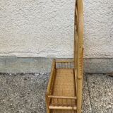 Vintage rattan wall shelf with mirror
