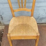 Chaise rustique paillée vintage art populaire
