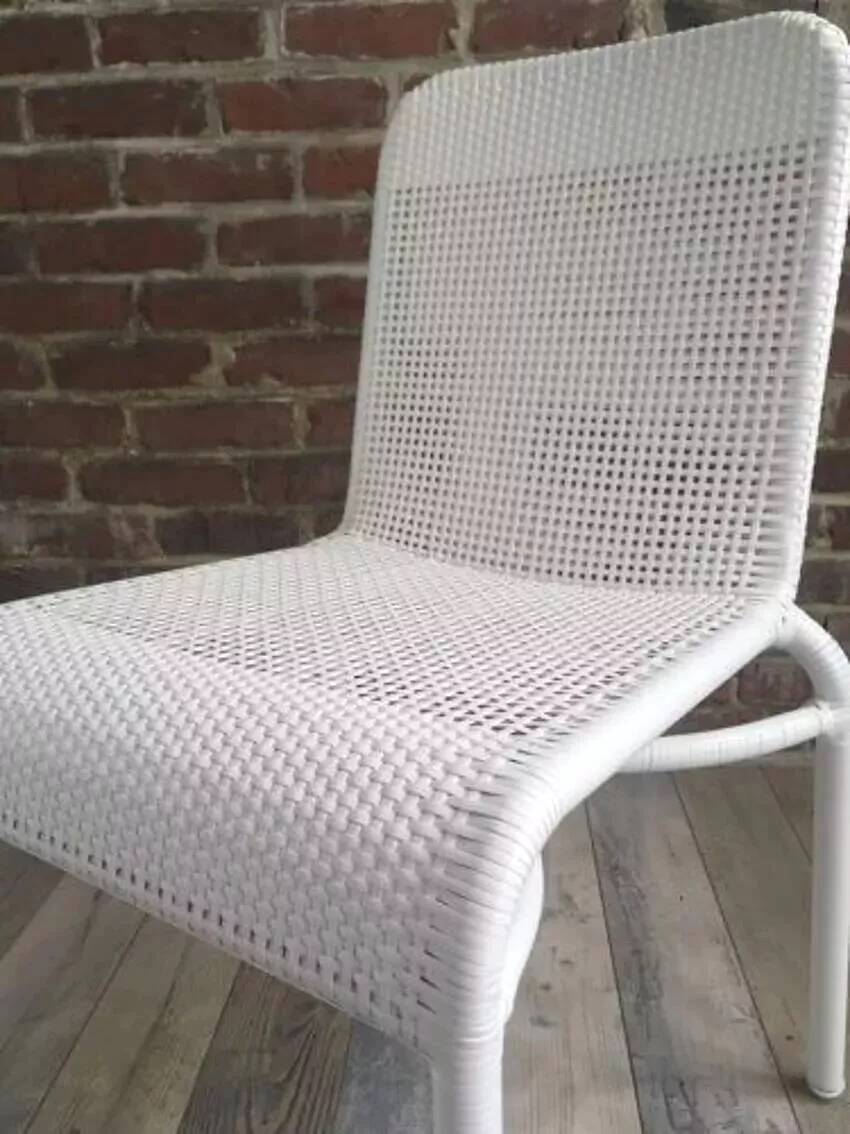White woven resin garden chair