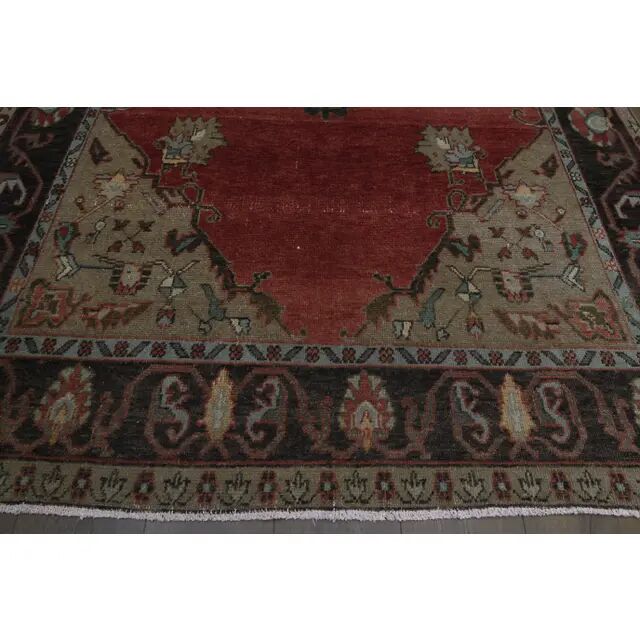 Tapis turc fait main en laine et coton rouge des années 1970 172x278