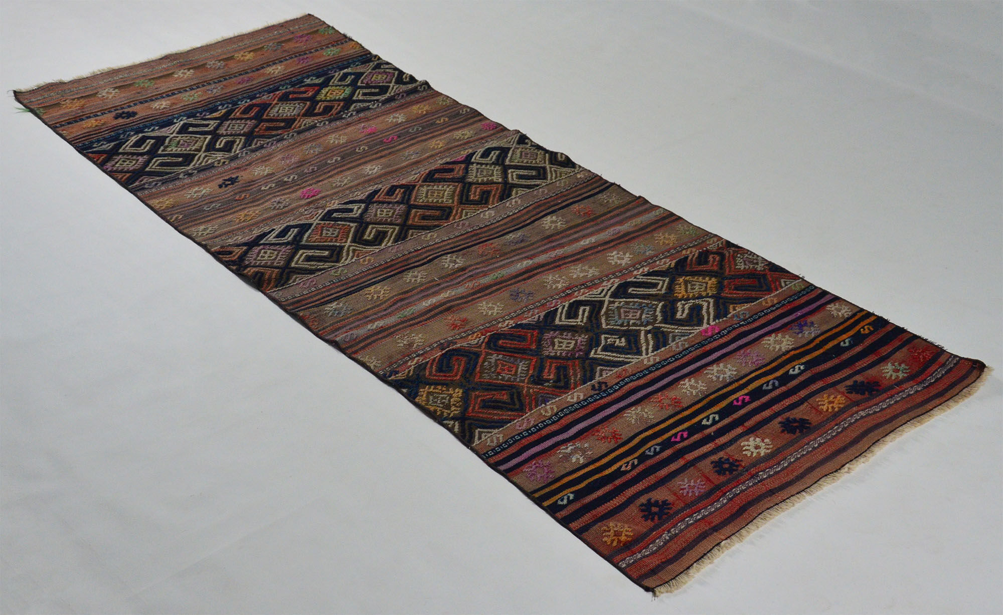 Anatolian handmade kilim rug 247 cm x 97 cm