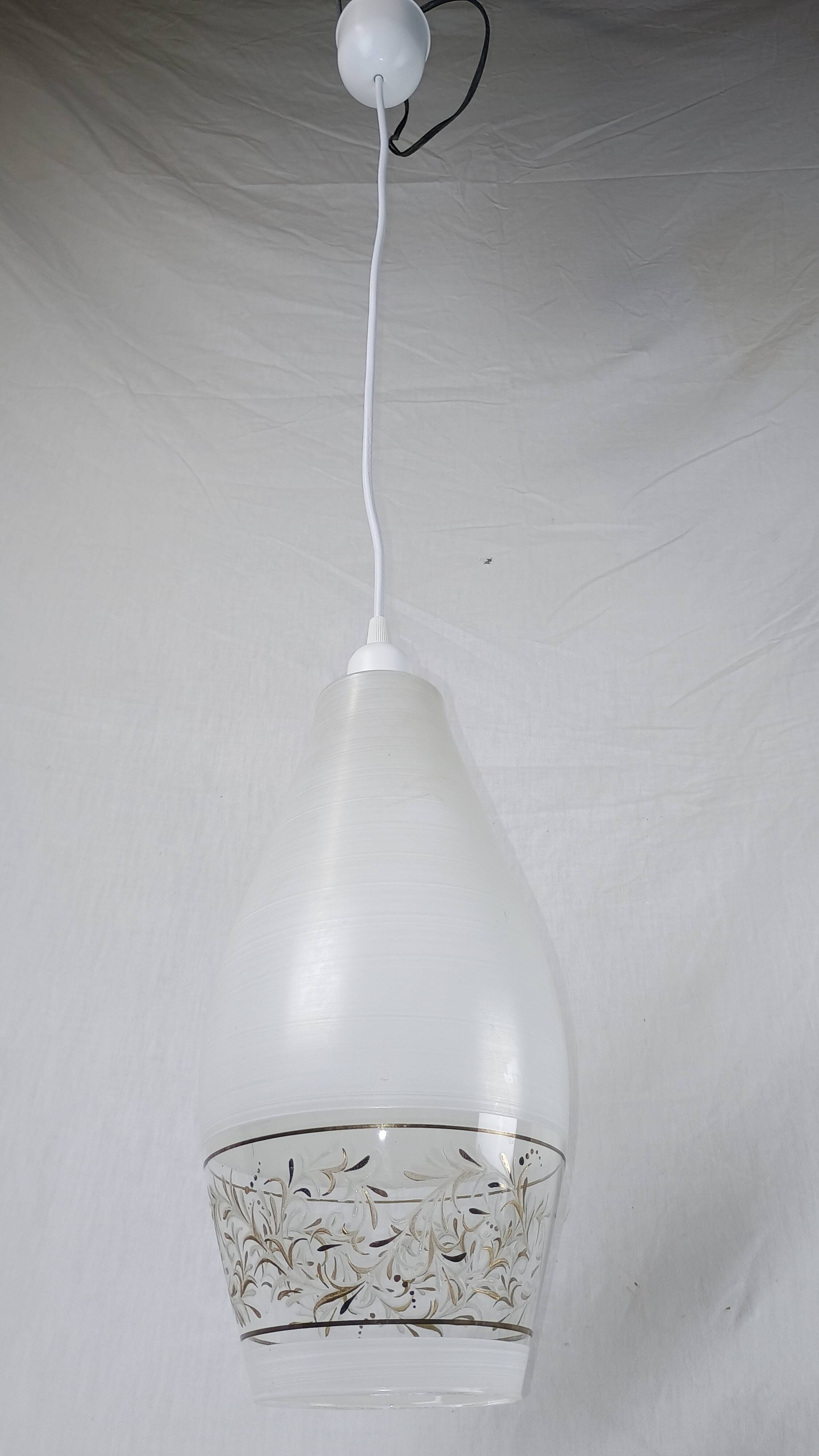 Lunel vintage textured glass pendant light, 1960s French design