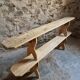 Set of 2 antique French poplar benches, consoles or shelves, circa 1900.