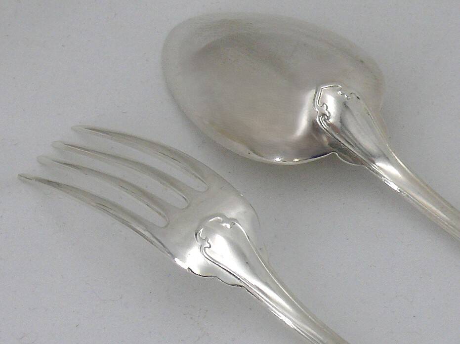 Christofle Japanese, 6 table settings, 12 pieces in silver-plated metal.