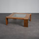 Table basse moderniste en wengé et verre, Pays-Bas, années 1970