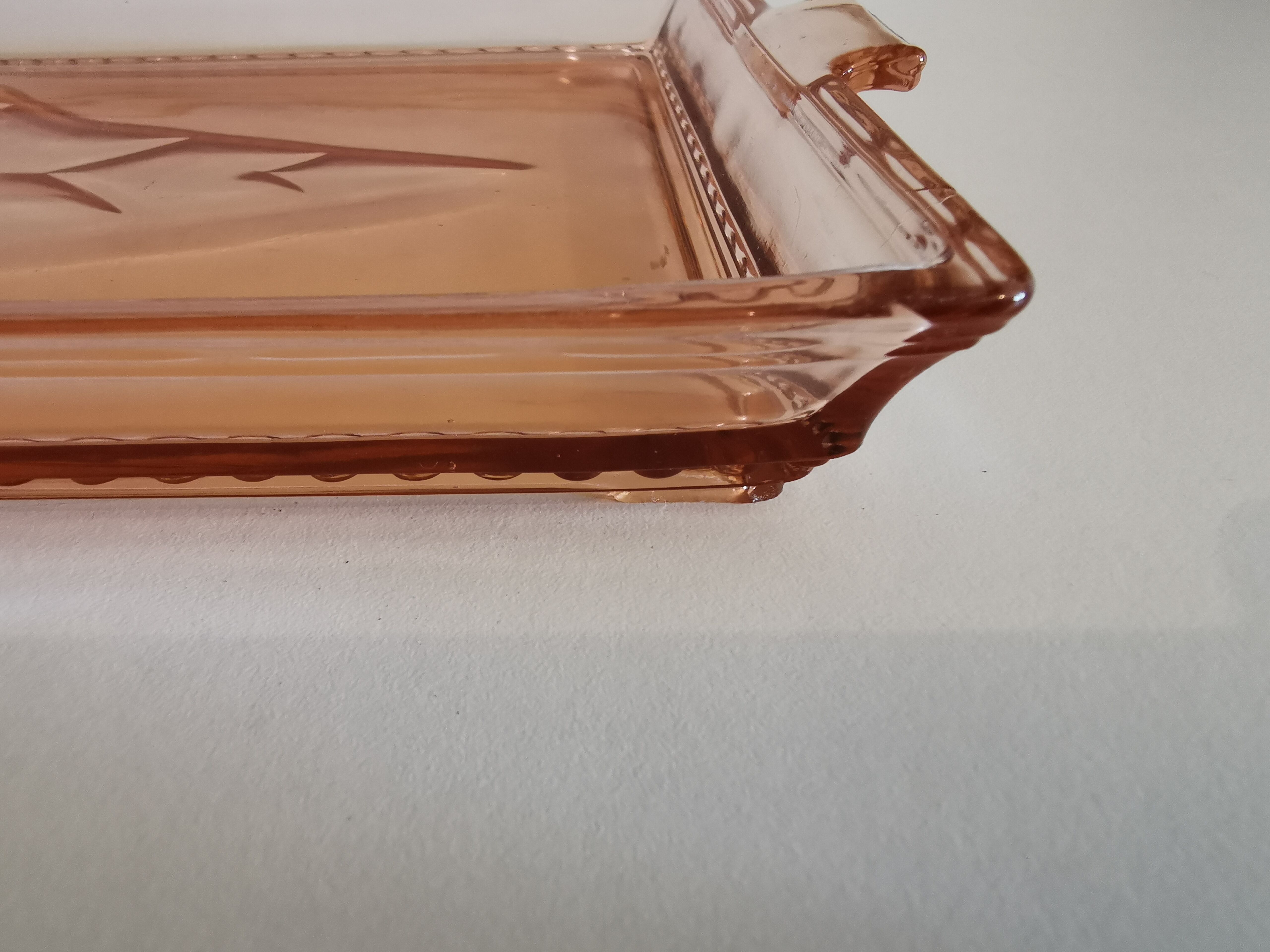 Vintage Set of 4 Pink Glass Serving Trays