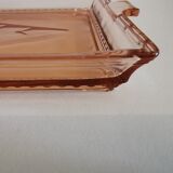 Vintage set of 4 service trays in pink glass