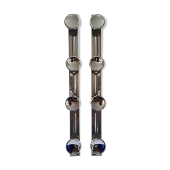 2 porte manteaux 8 patères aluminium vintage