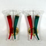 Vintage Pair of Murano glass sconces signed by VeArt, Italy 1970s