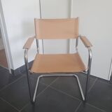 Beige leather armchair