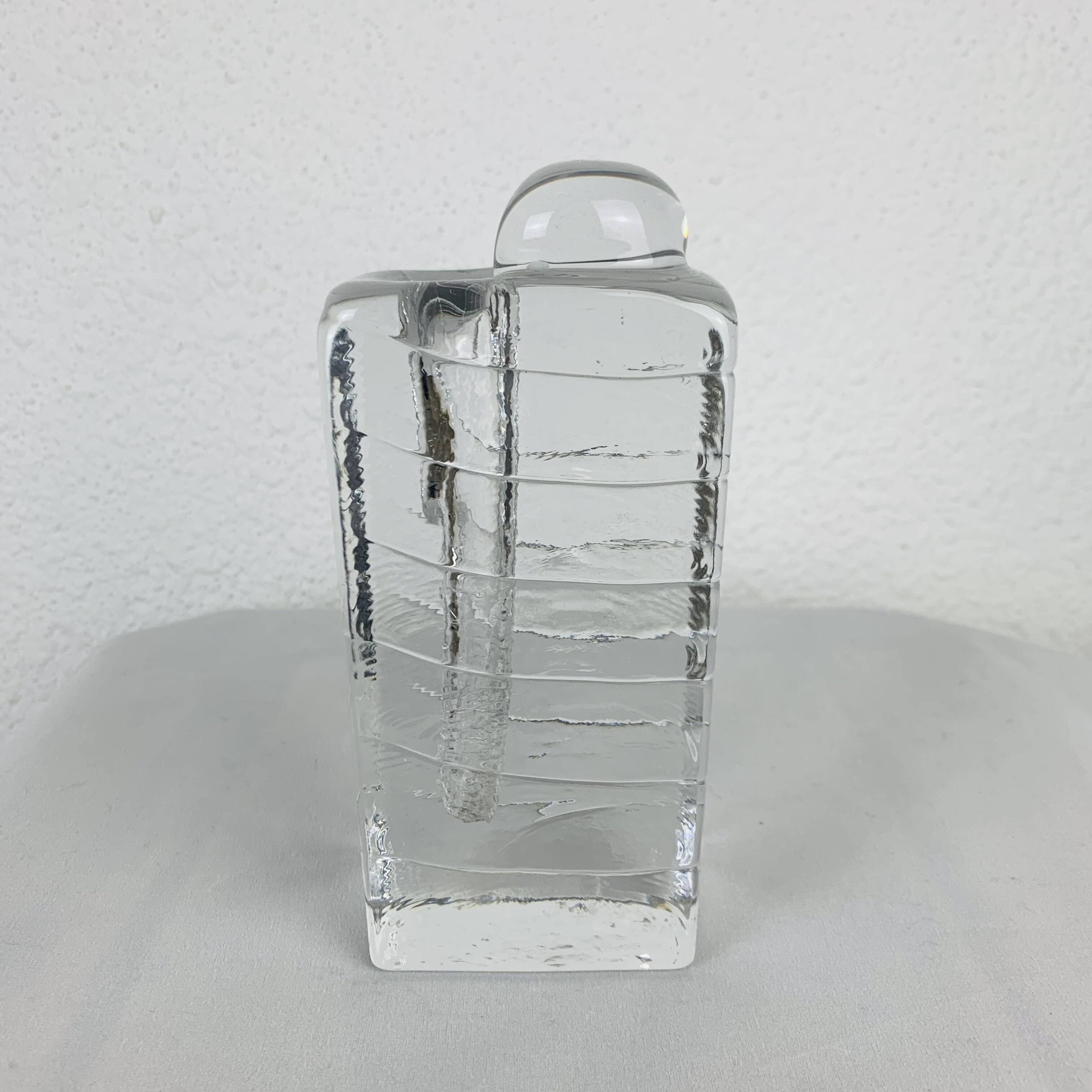 Glass block vase for Walther Glas 1960