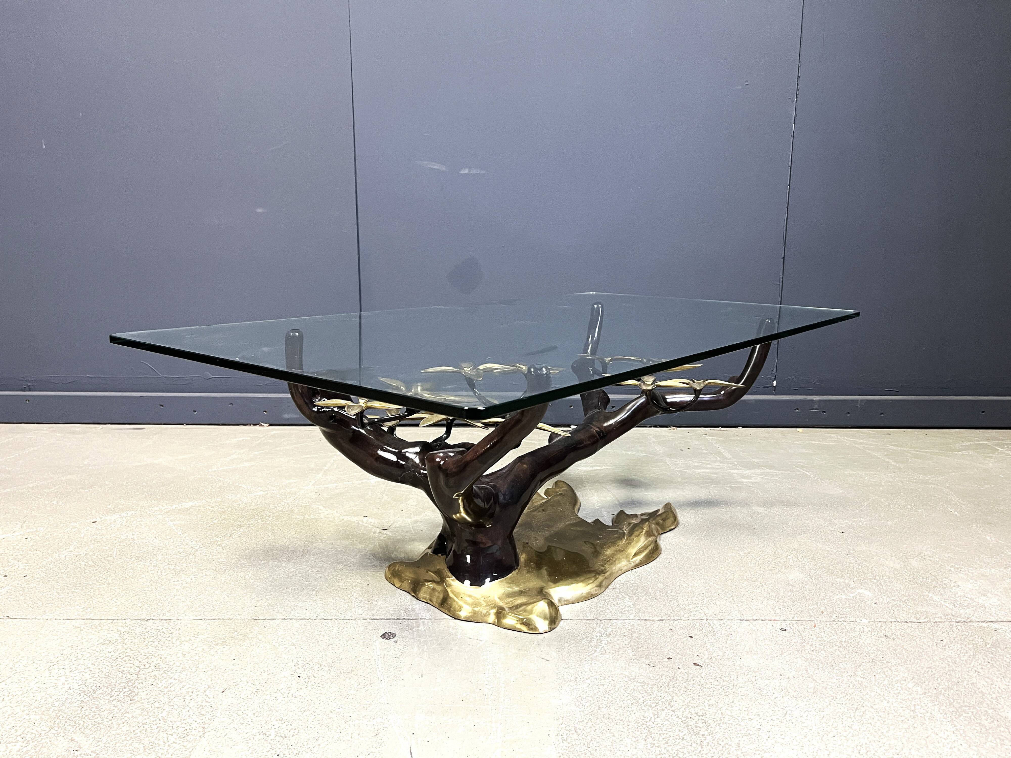 Brass bonsai coffee table by Willy Daro, 1970s