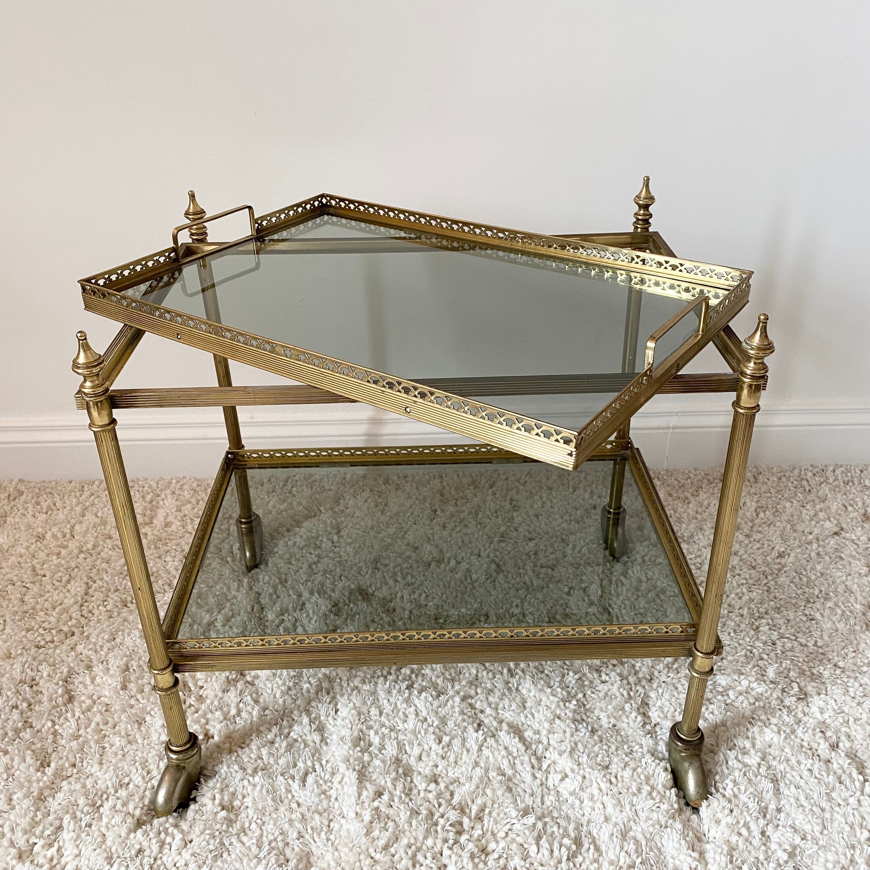 Brass and smoked glass dessert 60s