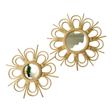 Flower-shaped rattan mirror, 55 cm