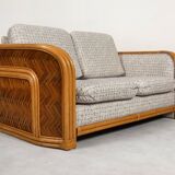 Sofa bamboo and rattan with graphic fabric