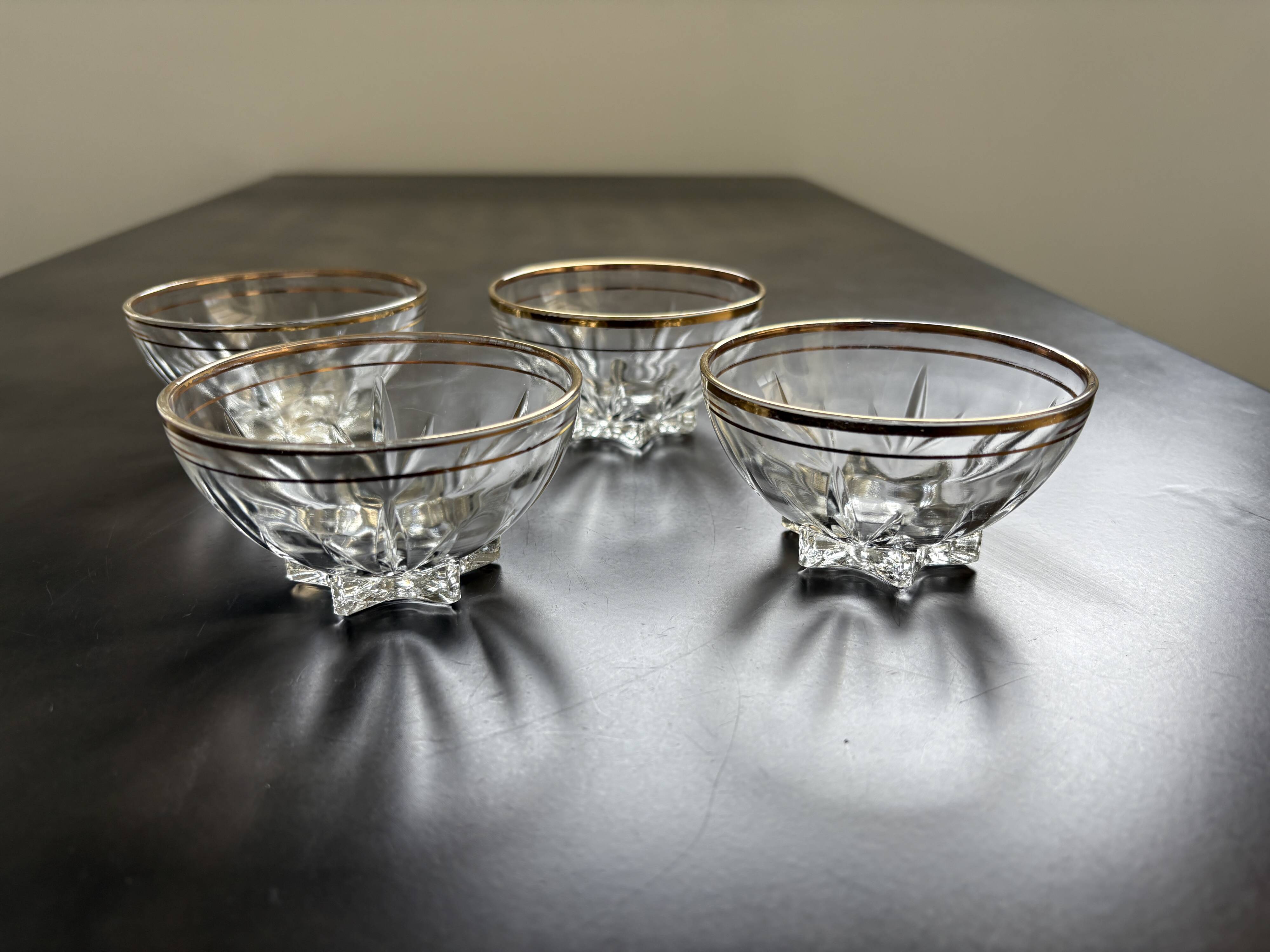 4 vintage champagne glasses