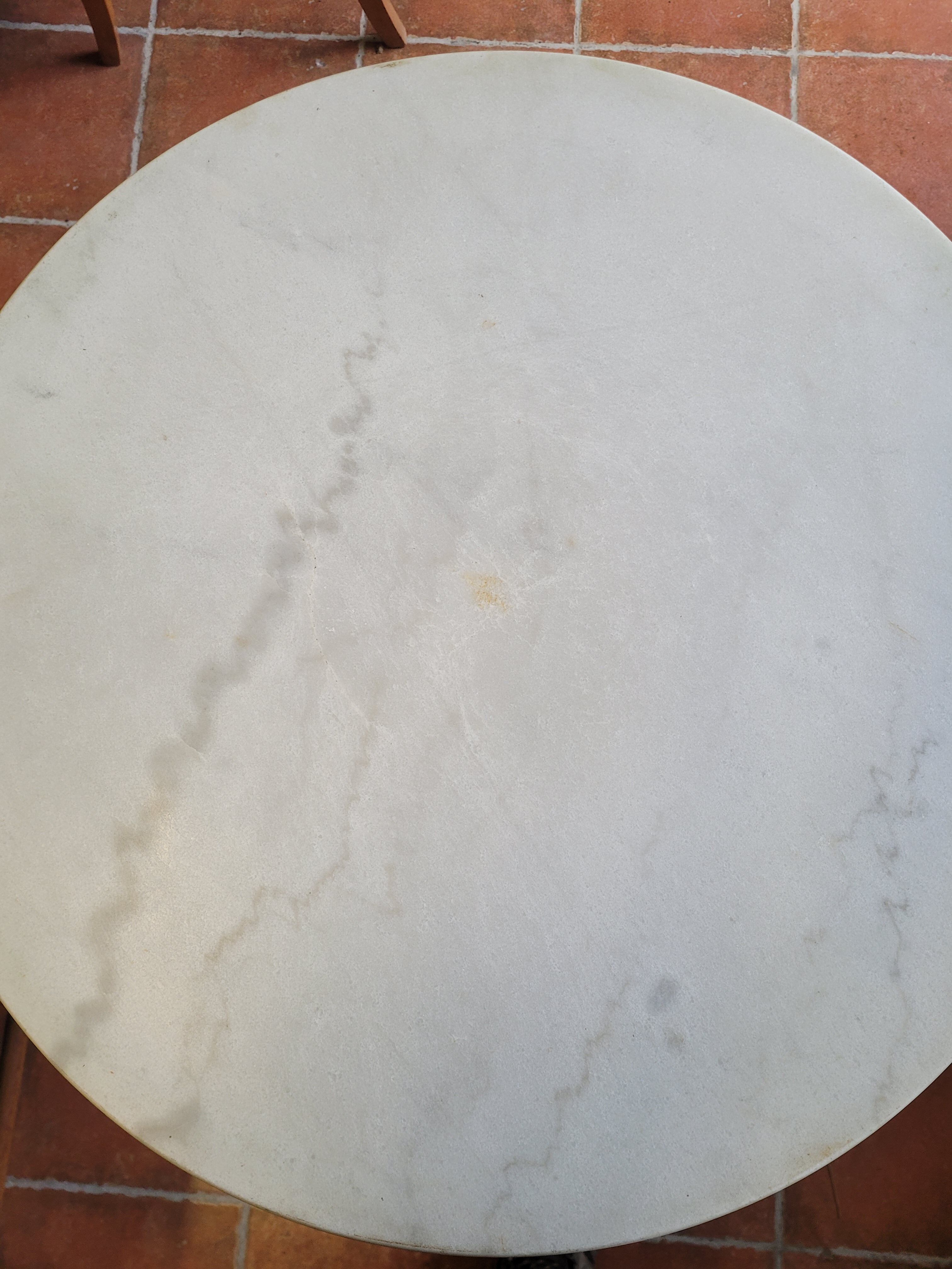 Bistro table base cast iron marble top