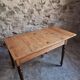 Table vintage française en pin avec rallonge latérale vers 1930, table de cuisine ou bureau