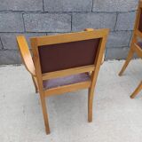 Pair of bridge armchair in brown skaï year 50s