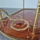 1970s drinks bar cart with side flaps in marquetry