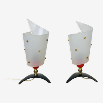 Pair of 50s bedside lamps plastic brass