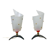 Pair of 50s bedside lamps plastic brass