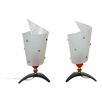 Pair of 50s bedside lamps plastic brass