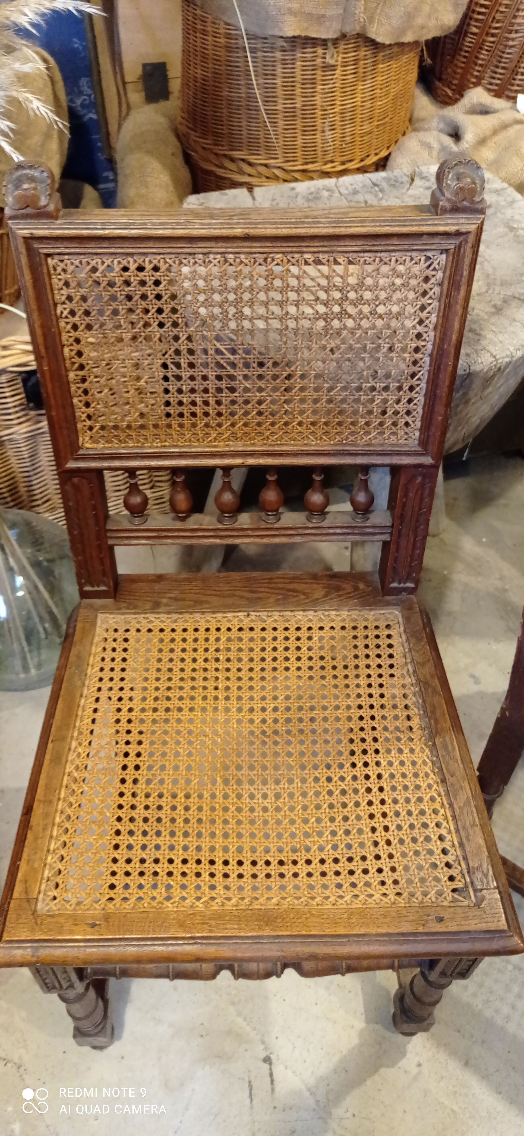 Set of 3 antique canned chairs