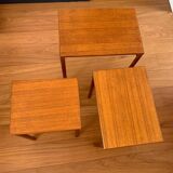 3 tables gigognes en teck massif design McIntosh, années 60