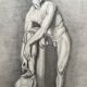 Old academic nude drawing based on an ancient statue.