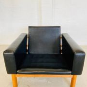 VINTAGE MID-CENTURY POUL M. VOLTHER  LEATHER AND OAK LOUNGE CHAIR 1960,s