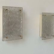 Pair of vintage sconces, molded frosted glass, Murano Italy 1970