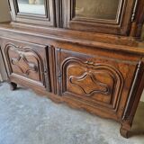 Louis XV period 18th century two-part sideboard in solid oak with glass