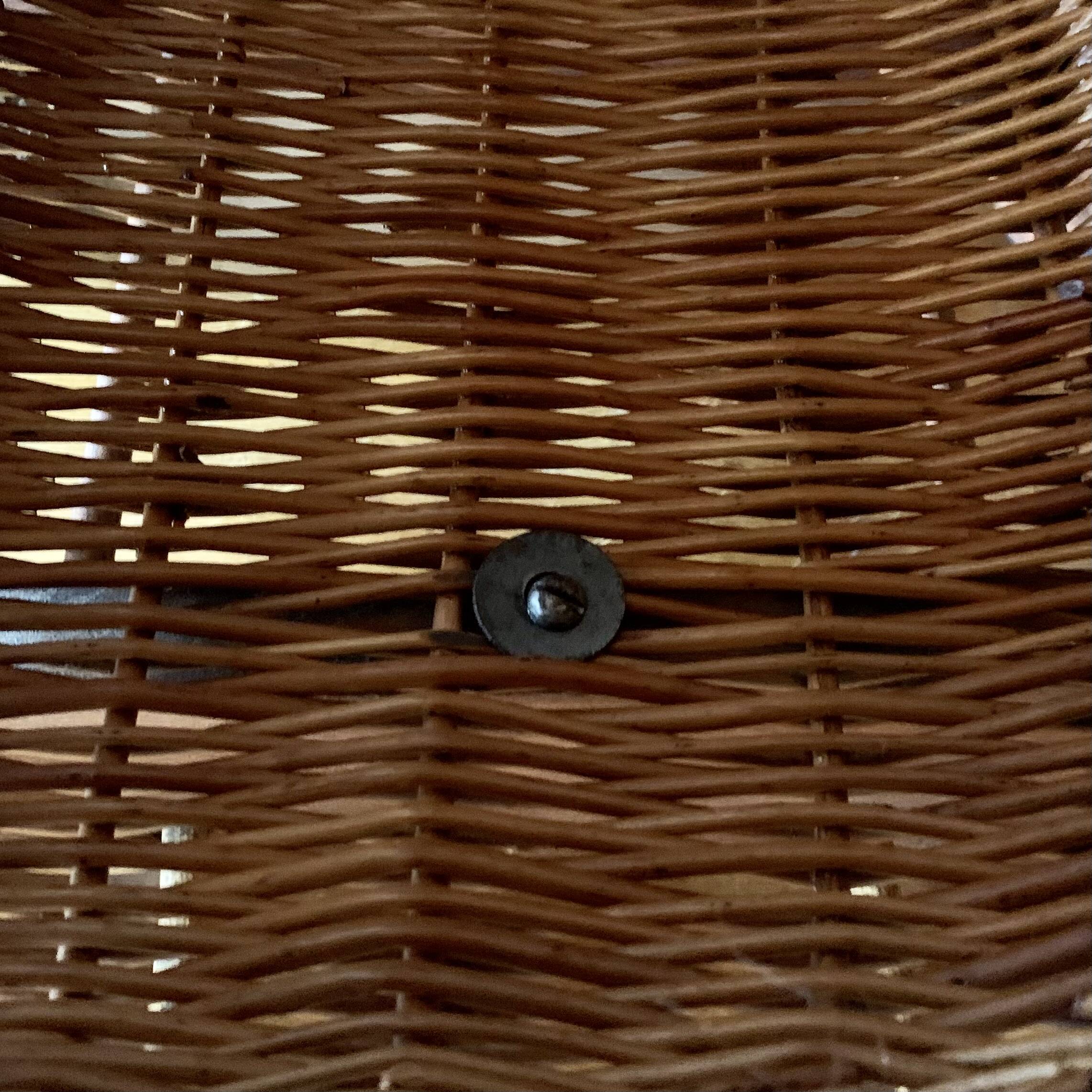 Old wicker dolls' pram - wooden wheels