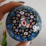 Millefiori Murano paperweight - Blue background - Ø 6,5 cm