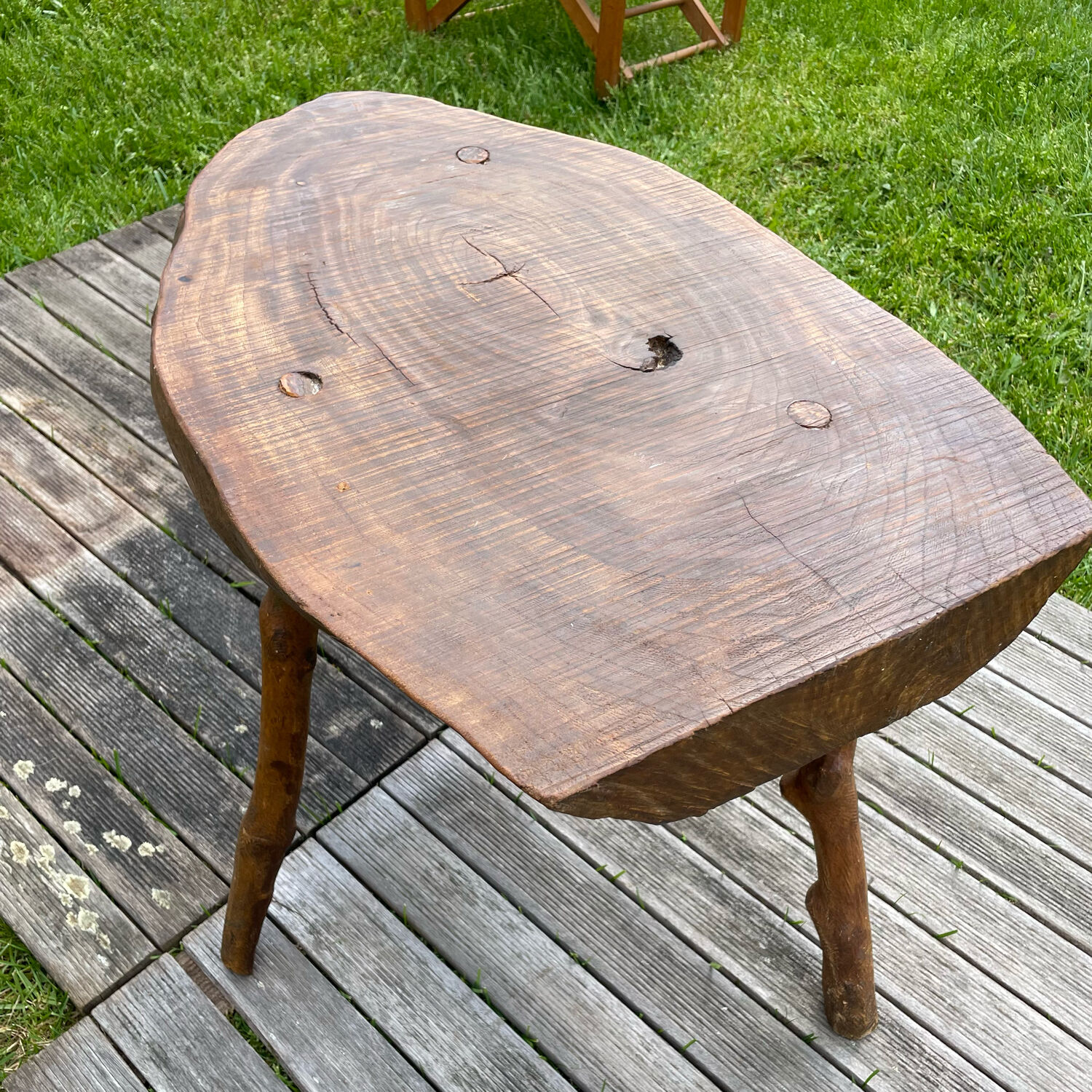 Vintage brutalist wooden coffee table