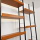 Vintage Italian double modular shelf bookcase in teak and metal
