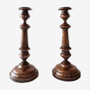 Pair of copper candle holders