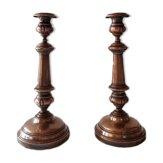 Pair of copper candle holders