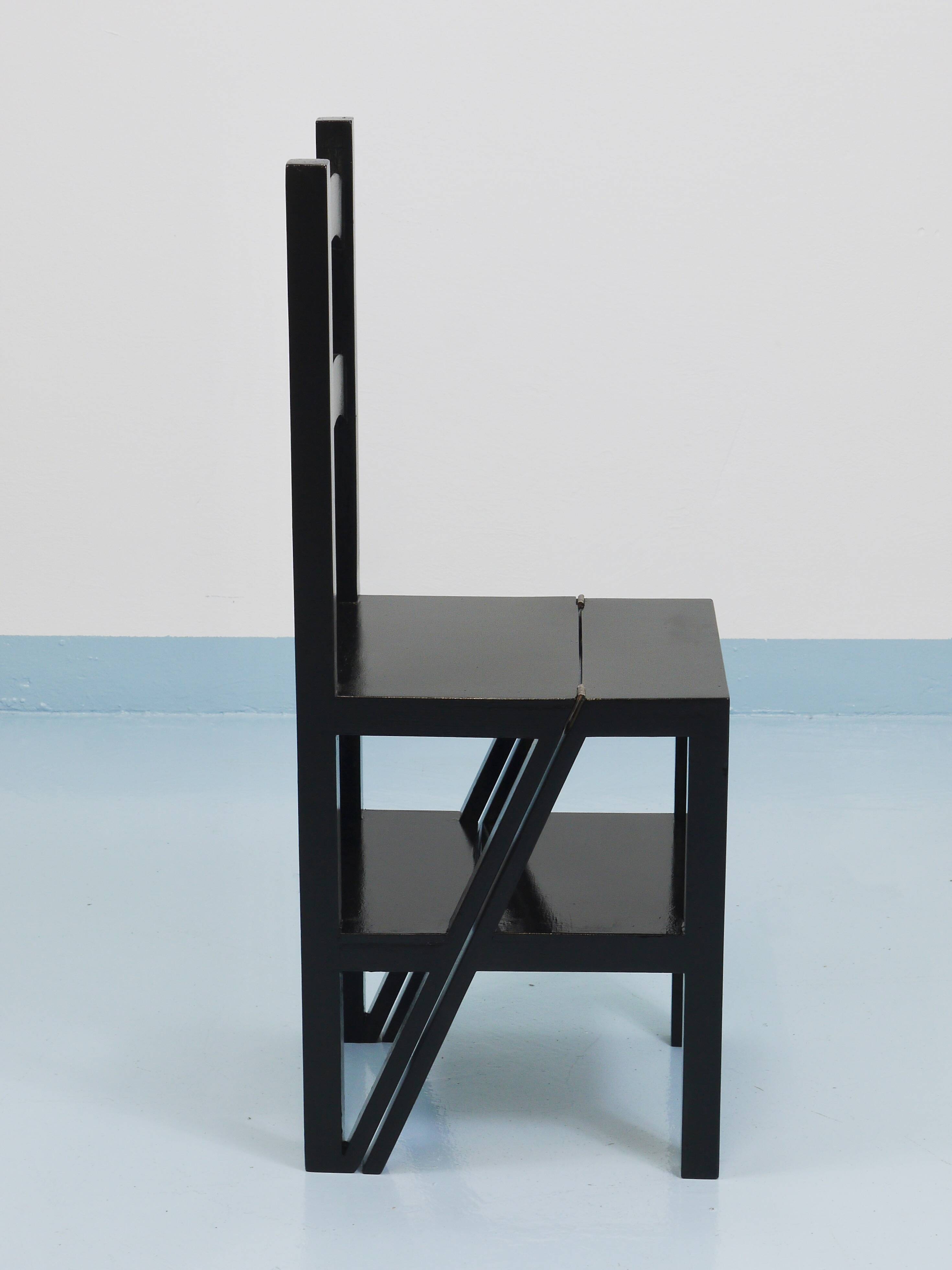 Black Metamorphic Library Steps Folding Ladder Chair, Germany, 1970s