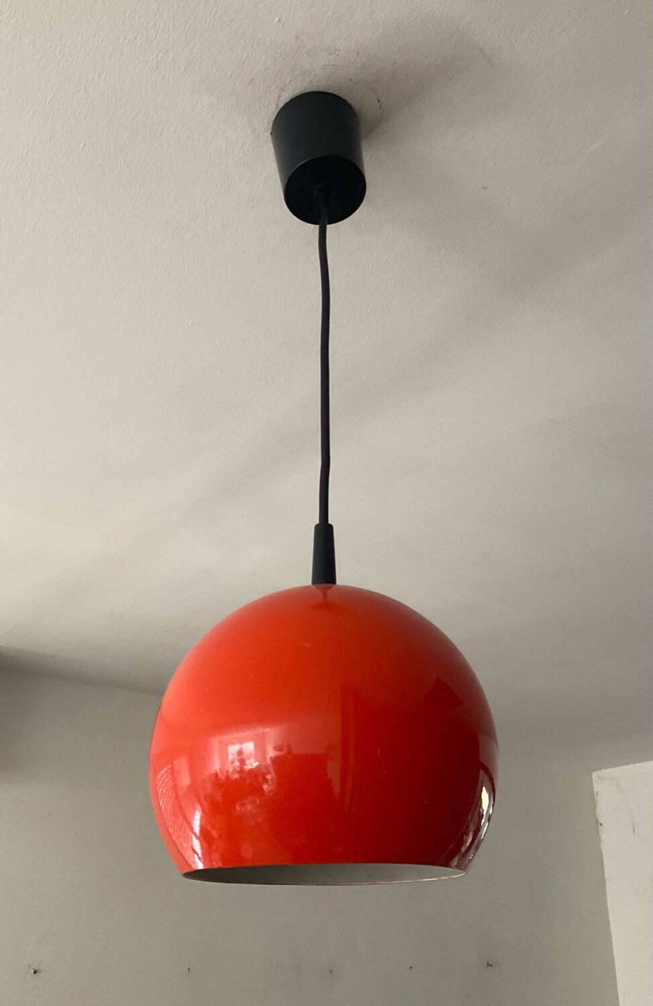 Space Age orange metal pendant light