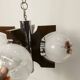 Lustre mazzega Murano 4 boules et teck 1960