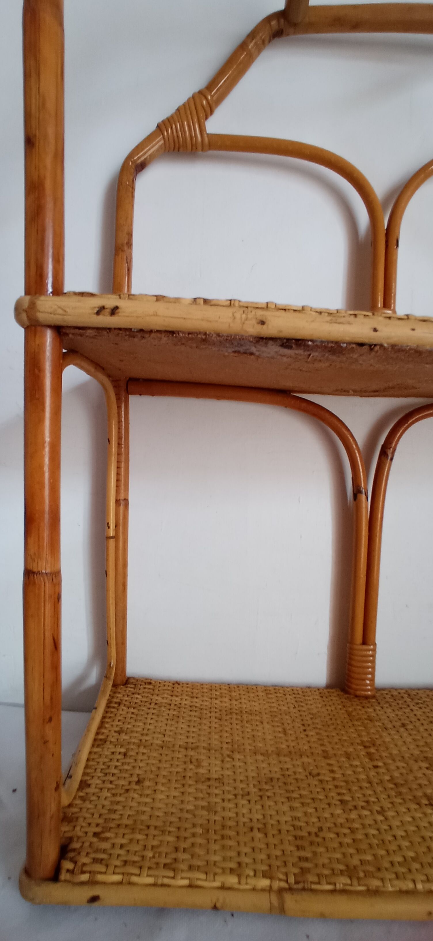 Rattan and bamboo shelf