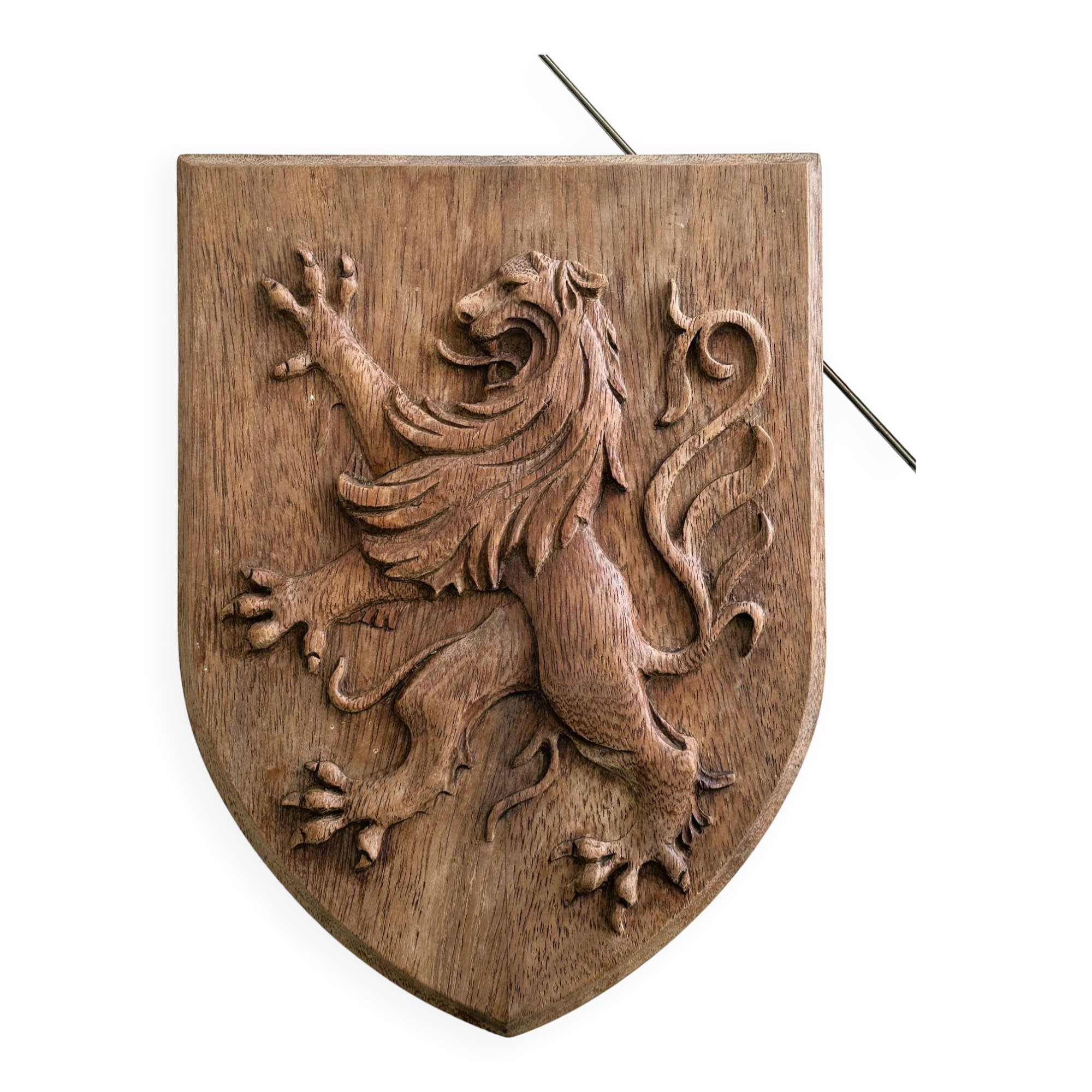 Plaque blason en bois Lion des Flandres.