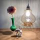 Vintage globe pendant light in amber glass