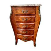 Commode chiffonnier style Louis xv marqueterie plateau marbre