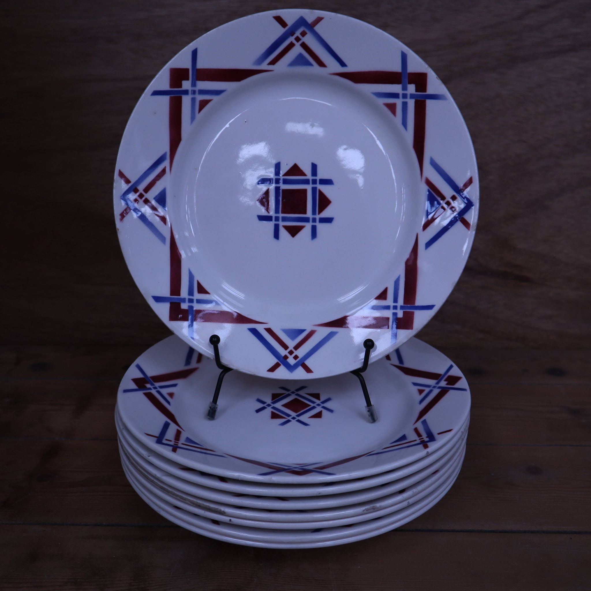 8 Assiettes plates Moulin des Loups Hamage, modèle Ustaritz