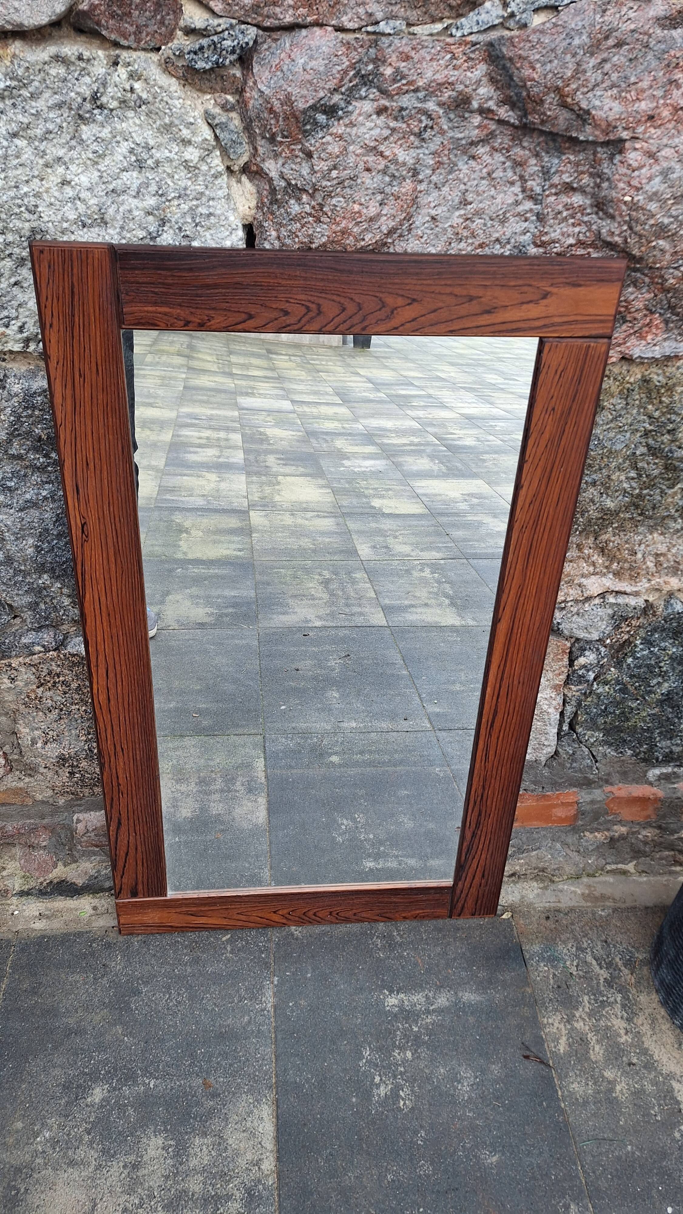 Big rosewood wall vintage mirror, 1970s