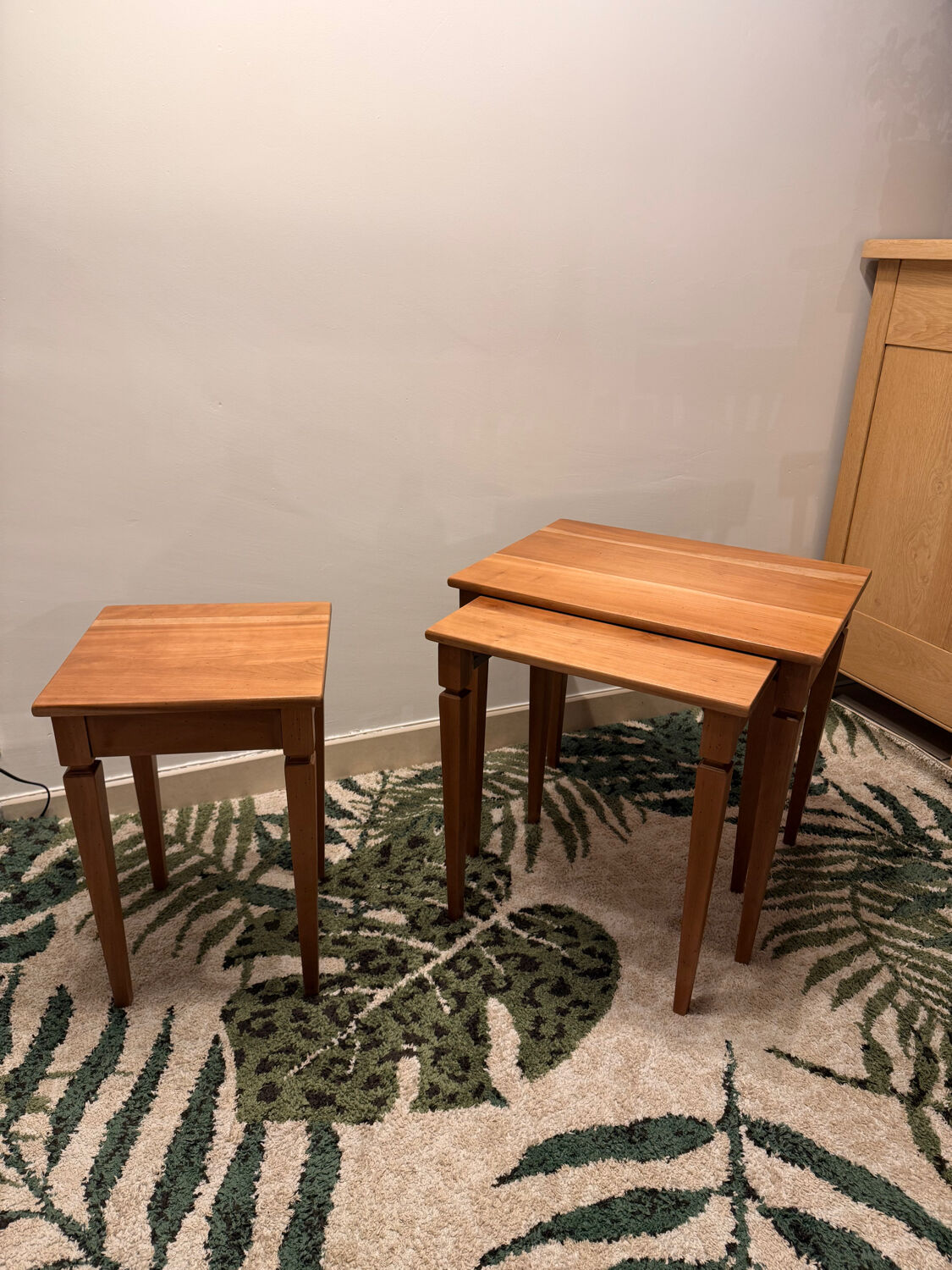 3 nesting tables in solid cherry wood
