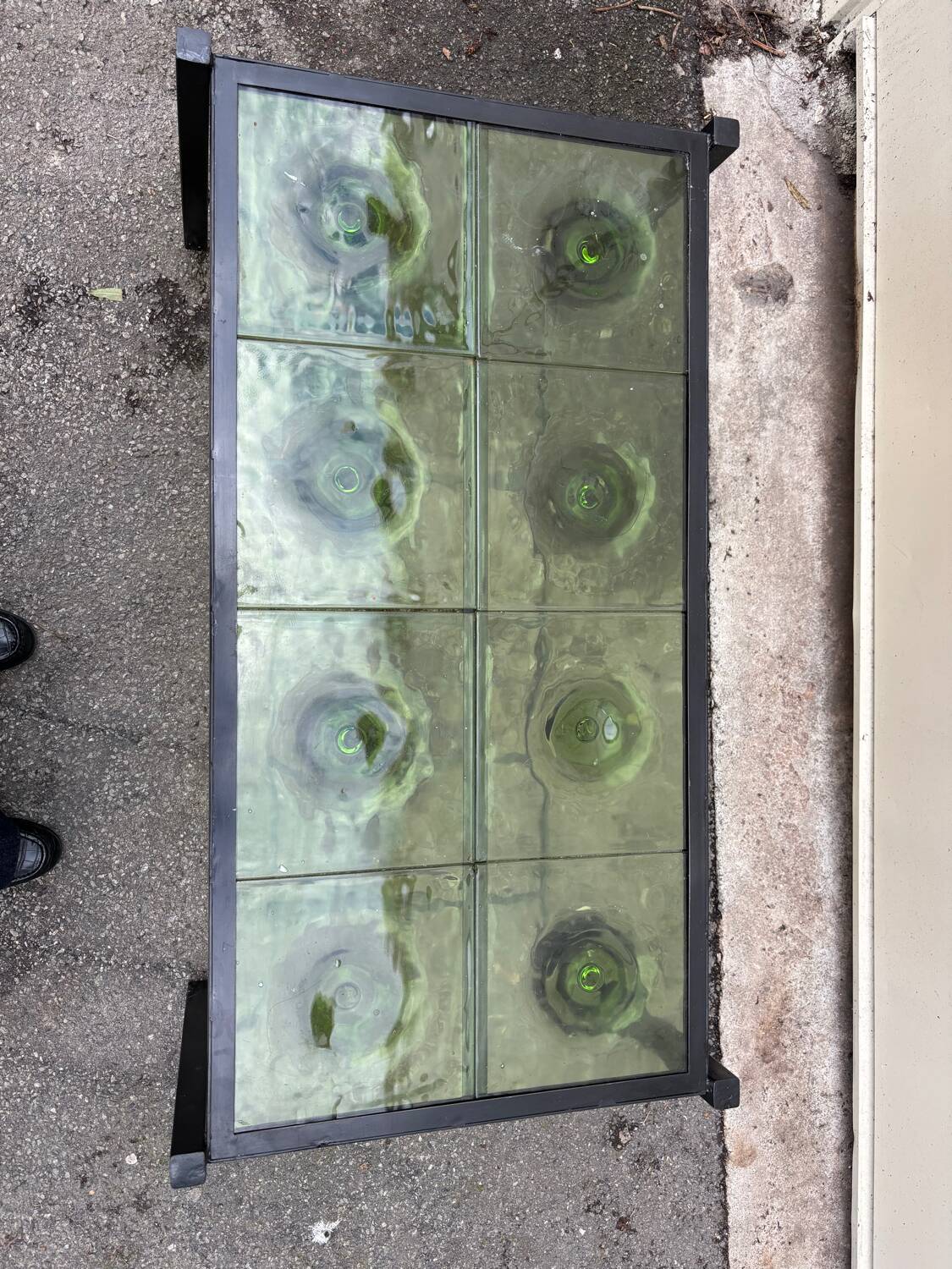 Vintage 1950s coffee table in molded glass, unique design